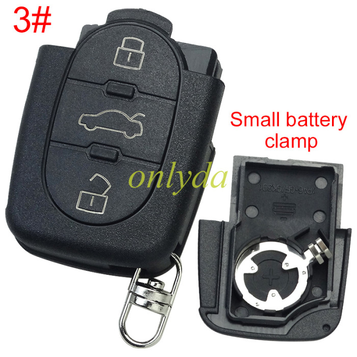 Free shipping 10pcs/lot For Audi remote replacement key shell part  with 1616 model battery holder, pls choose the button type