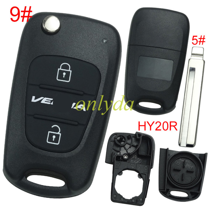 Free shipping 10pcs/lot For Hyundai  3 button remote key blank without badge with HY20R right  blade, pls choose button
