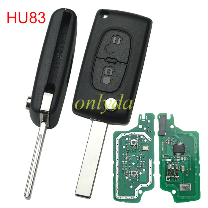 Free shipping KYDZ Brand Peugeot CE0536  2 Button Flip  Remote Key  FSK model  with VA2 and HU83 blade , please choose the key shell, with 46 chip