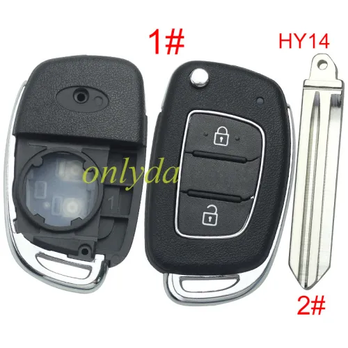 For Hyundai  remote key blank with badge,with HY14 blade,please choose the button