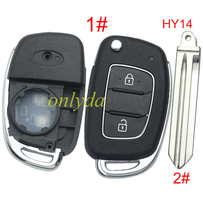 Free shipping 5pcs/lot For Hyundai  remote key blank with badge,with HY14 blade,please choose the button