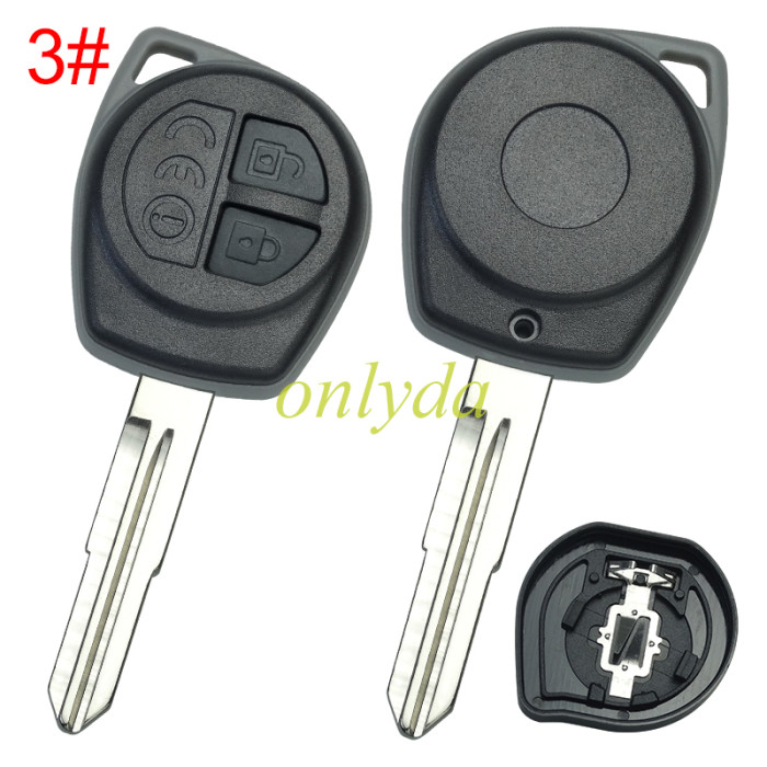 Free shipping 10pcs/lot For Suzuki 2 button remote key blank with blade with badge , pls choose blade model