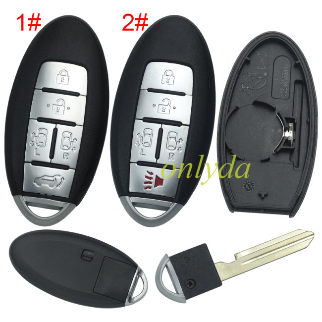 Free shipping 5pcs/lot For Nissan 5 button  remote key blank without badge with blade , without buckle for new model , pls choose button model