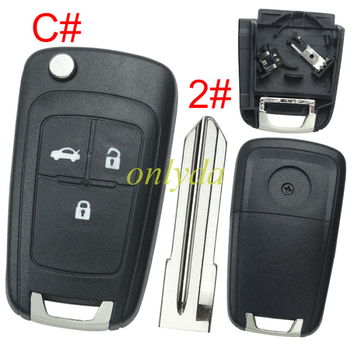 Free shipping 5pcs/lot For Opel  remote key shell replacement  with battery clamp with round badge place,   pls choose the button and blade