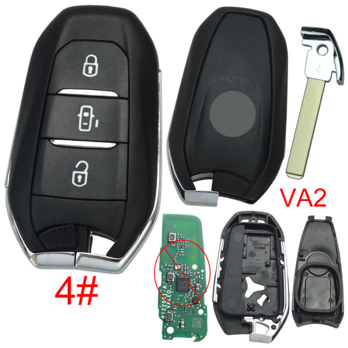 Free shipping 5pcs/lot For Peugeot remote key shell with badge, blade VA2. Pls choose the button type