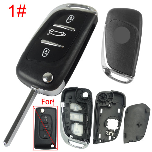 For Citroen modified 3 button remote key shell with battery clamp with logo place, pls choose the blade type  1#-VA2 2#-HU83 3#-NE73