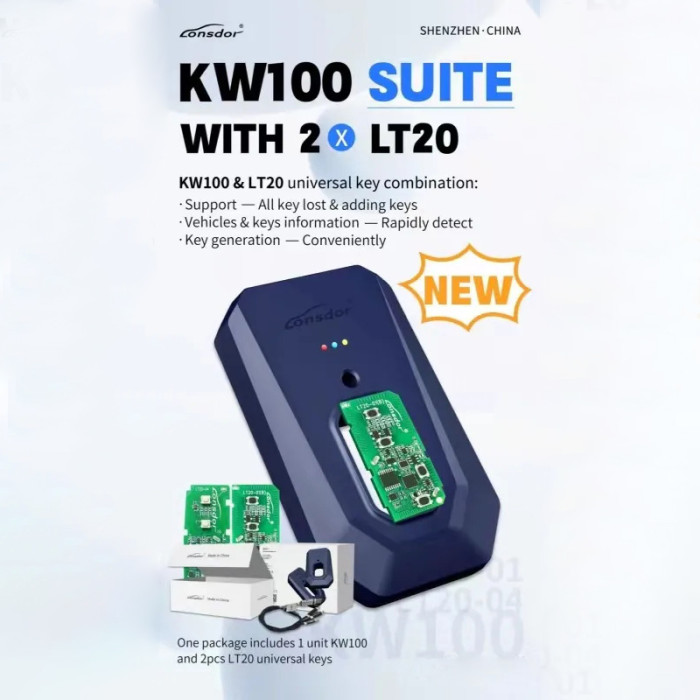 Free shipping 2024 Lonsdor KW100 Bluetooth Smart Key Generator with 2pc LT20 PCB board ，Support-Quick identify Toyota/Lexus smart key(All key lost/Add key)