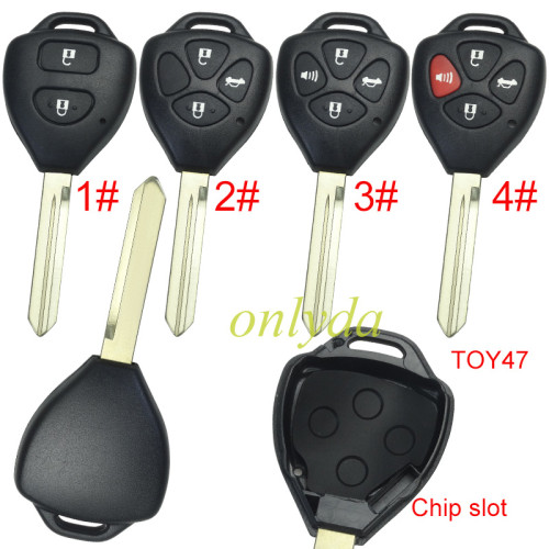 Free shipping 10pcs/lot For Toyota  remote key shell with Toy47 blade without badge , pls choose button model