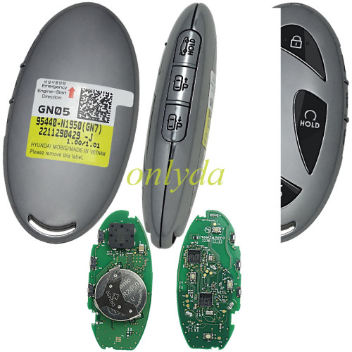 Free shipping Genuine / OEM Hyundai Grandeur 2023 Genuine Smart Remote Key 4+3 Buttons 433MHz 95440-N1950 HITAG 128-bits AES ID4A NCF29A1MFCC ID TQ8-FOB-4F61U43  95440-N1950(GN7) 2211290429-J-