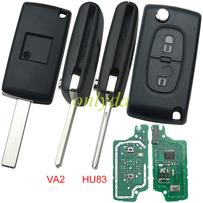 Free shipping 5pcs/lot KYDZ Brand Citroen CE0536  2 Button Flip  Remote Key  FSK model  with VA2 and HU83 blade , please choose the key shell, with 46 chip