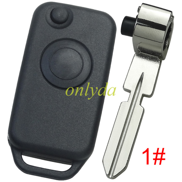 Free shipping 5pcs/lot For BENZ 1 Button flip key blank with badge, pls choose the blade