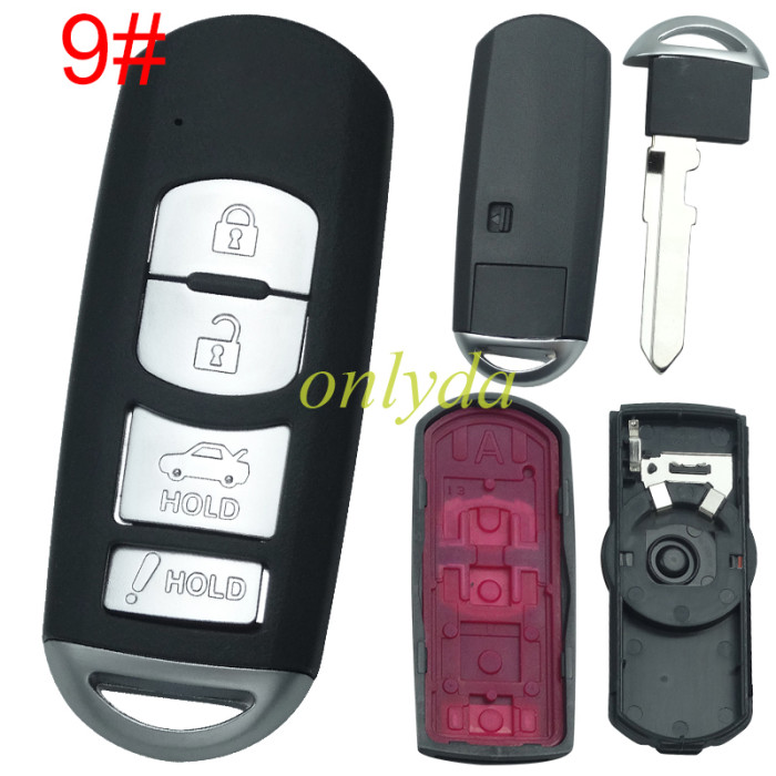 Free shipping 5pcs/lot For Mazda  remote key blank with blade ( 3parts) without badge, pls choose the button