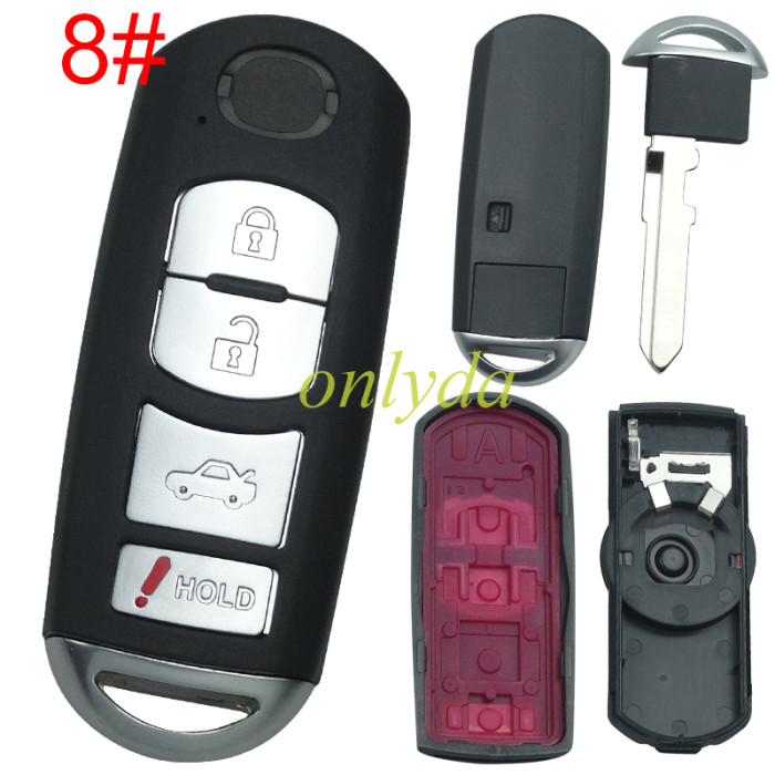 Free shipping 5pcs/lot For Mazda  remote key blank with blade ( 3parts)，with  badge place, pls choose the button