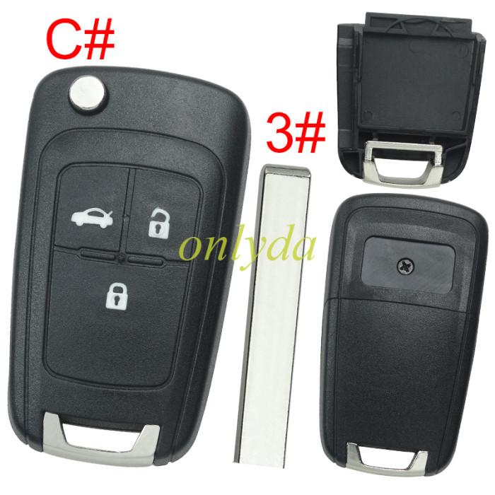 Free shipping 5pcs/lot For Chevrolet  remote key shell replacement  without battery clamp with square badge place,   pls choose the button and blade