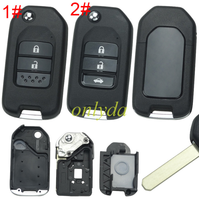 Free shipping 5pcs/lot For Honda 2/3 button remote key shell without badge , The key shell and the original structure, Pls choose button