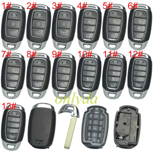 Free shipping 5pcs/lot For Hyundai  remote key blank without badge , pls choose button