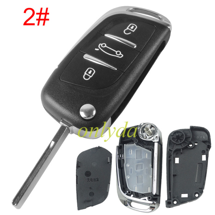 Free shipping 10pcs/lot For Peugeot modified 3 button remote key shell without battery clamp without badge place, pls choose the blade type  1#-VA2 2#-HU83 3#-NE73