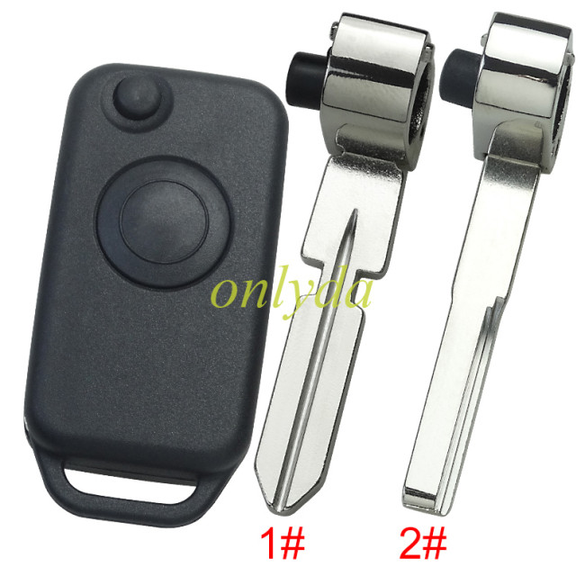 Free shipping 5pcs/lot For BENZ 1 Button flip key blank with badge, pls choose the blade