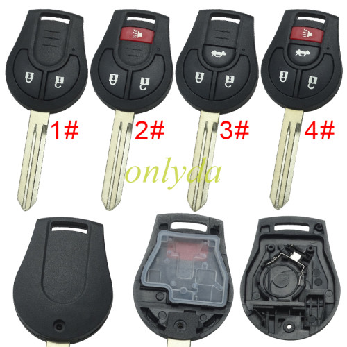 Free shipping 10pcs/lot For Nissan  remote key blank without badge pls choose button model