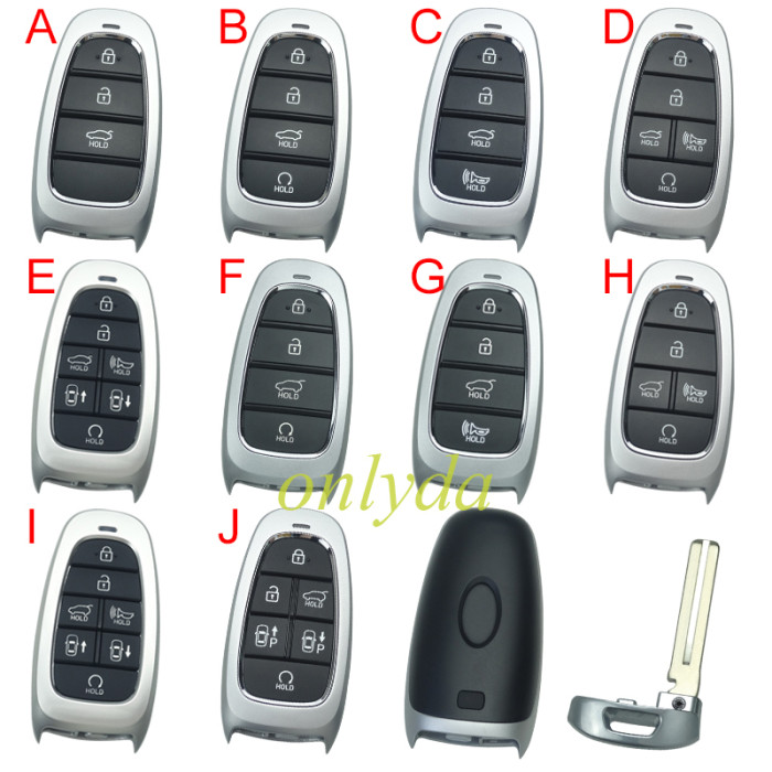 Free shipping 5pcs/lot For Hyundai remote key blank with badge , please choose button