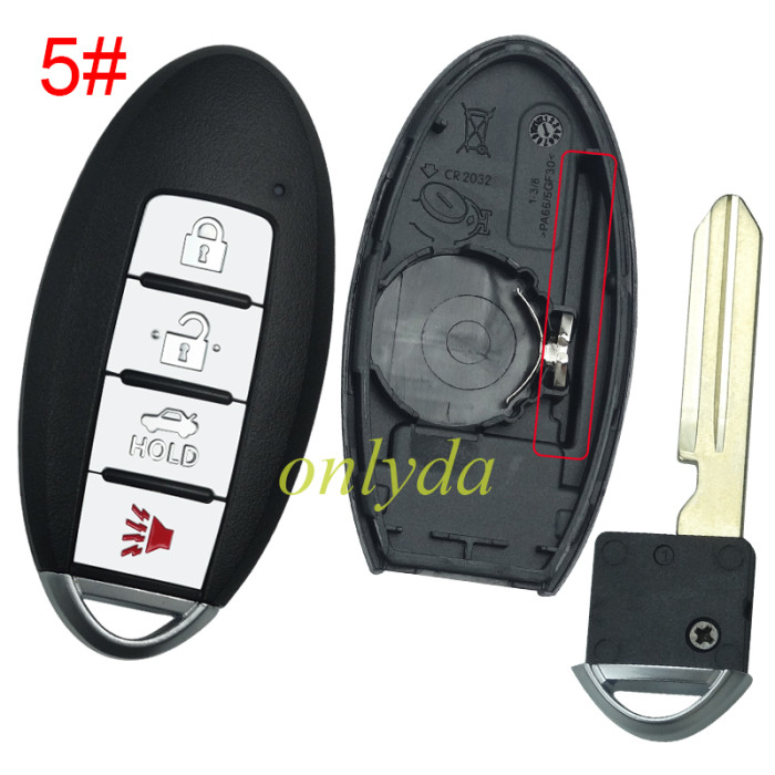 Free shipping 5pcs/lot For Nissan remote key blank without badge ,T-shaped interior. pls choose button model