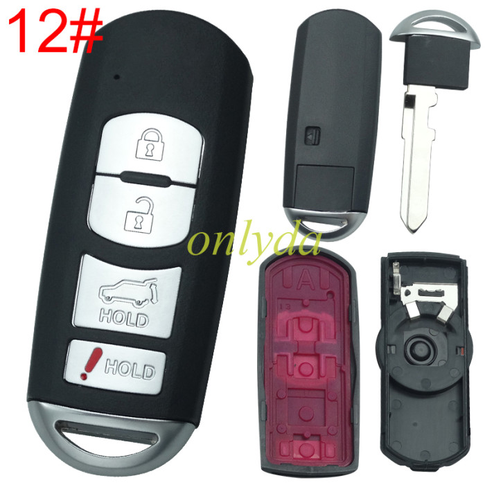 Free shipping 5pcs/lot For Mazda  remote key blank with blade ( 3parts) without badge, pls choose the button