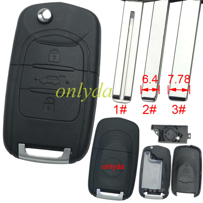 Free shipping 5pcs/lot For MG 3 remote key shell with badge place, pls choose the blade