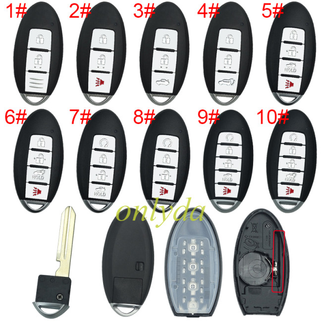 Free shipping 5pcs/lot For Nissan remote key blank without badge ,T-shaped interior. pls choose button model