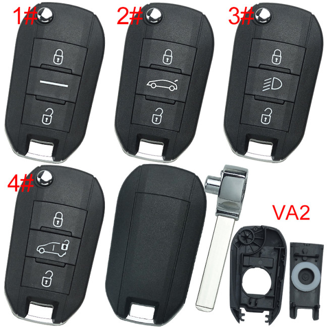 Free shipping 10pcs/lot For Citroen remote key shell without badge, blade VA2. Pls choose the button type