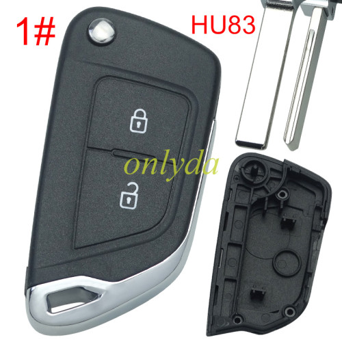 Free shipping 5pcs/lot For Peugeot modified  remote key shell without battery clamp without badge place, blade HU83. pls choose the button type