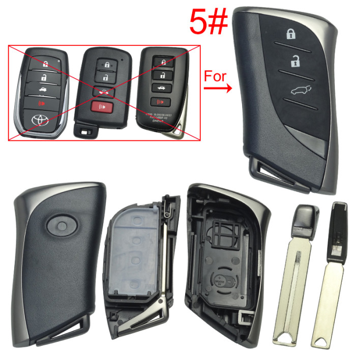 Free shipping For Lexus  modified remote key blank with blade with badge , pls choose button