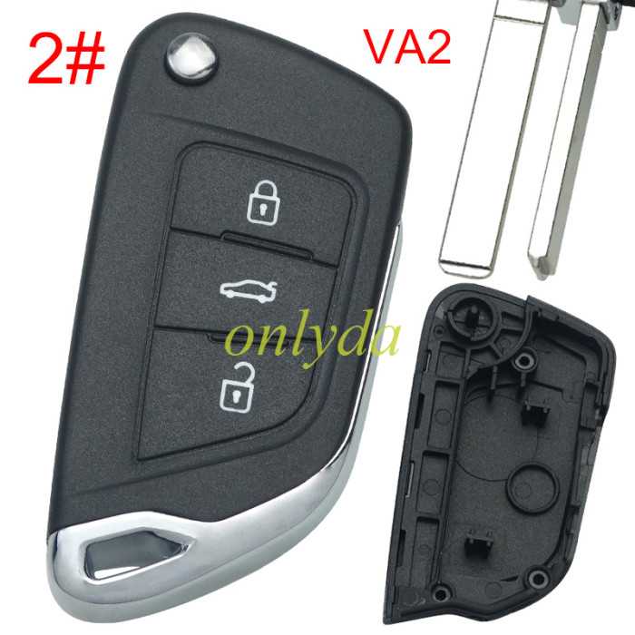 Free shipping 5pcs/lot For Citroen modified  remote key shell without battery clamp with badge place, blade VA2. pls choose the button type