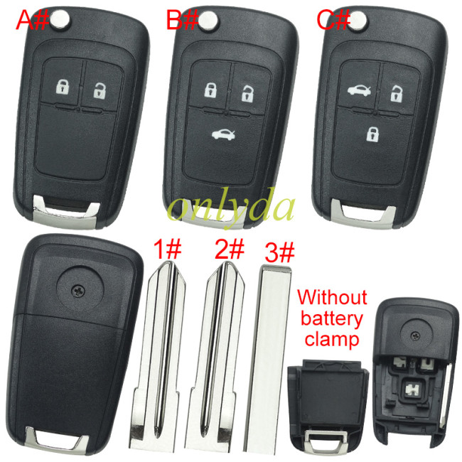 Free shipping 5pcs/lot For Opel  remote key shell replacement  without battery clamp with round badge place,   pls choose the button and blade