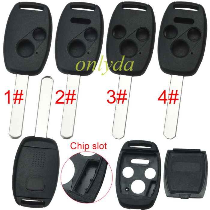 Free shipping 5pcs/lot Super Stronger GTL shell  Honda upgrade  remote key shell with badge  （With chip slot place)，pls choose button