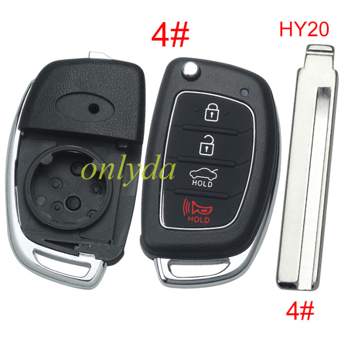 Free shipping 10pcs/lot For Hyundai  remote key blank with badge ，With screws on the back,with HY20 left blade ,please choose the button