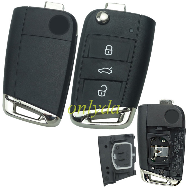 Free shipping original for VW 3 button remote key with Hitag PRO VAG(MQB 49) 434mhz  FCCID: 5G6 959 752 BK unkeyless CMIIT ID :NBGFS1250