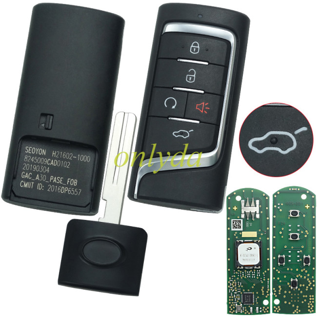 Free shipping Original remote 5BUTTON for TRUMPCHI SEOYON H21602-1000 8245009CAD0102 GAC_A30_PASE_FOB CMIIT ID: 2016DP6557