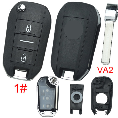 Free shipping 10pcs/lot For Peugeot remote key shell with badge, blade VA2. Pls choose the button type