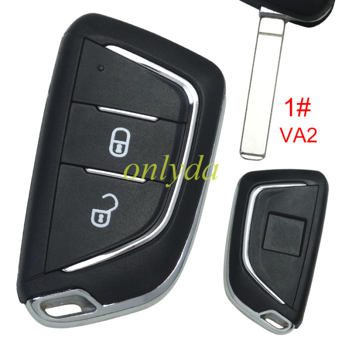 Free shipping 5pcs/lot For Peugeot modified key shell 2 button , with badge place, With battery holder, pls choose blade