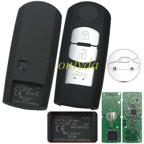 Free shipping Original 2018+ Mazda 3 button keyless Smart remote key with 434mhz with HITAG pro ID49 chip  for  Axela Atenza CX4 CX5 Model: SKE13E-02