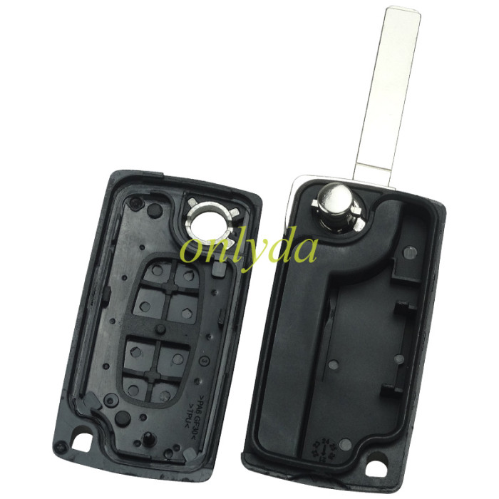 Free shipping KYDZ Brand Peugeot CE0536 2 Button Flip  Remote Key  ASK model  with VA2 and HU83 blade , please choose the key shell ， with 46 chip