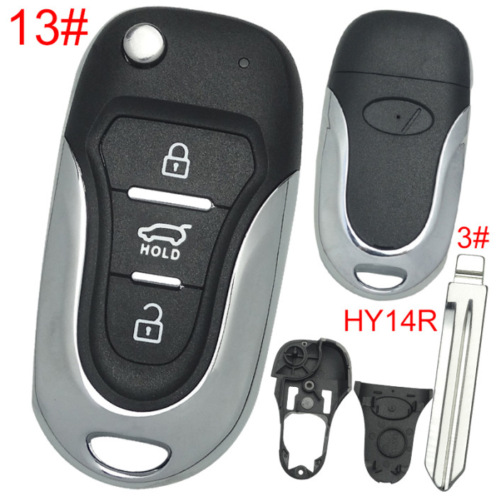 Free shipping 5pcs/lot For KIA  3 button remote key blank  with badge with HY14R right  blade, pls choose button