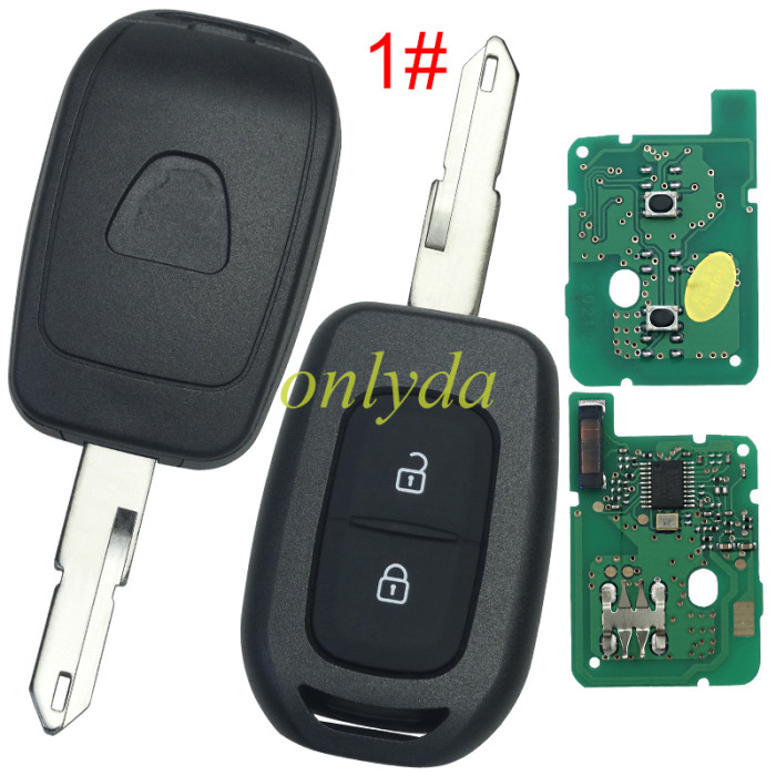 Free shipping For Renault 2 button remote key with PCF7961M(HITAG AES) chip，434mhz  FSK ，please choose the blade