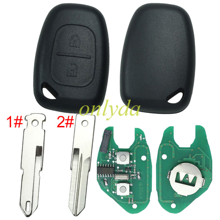 Free shipping KYDZ MADE Renault:Kangoo II2004-2011 , Master II 2003-2010,Traffic II 2002-2010 Opel:Vivaro,Movano 2004-2010 Nissan interstar 2004-2014 2 button remote key pcf 7946-433mhz  before 2000 year ,please choose the blade