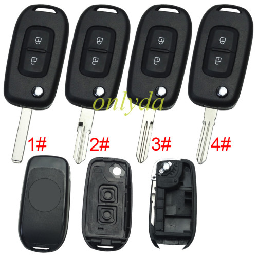 Free shipping 5pcs/lot For Renault 2 button flip remote key blank, with badge