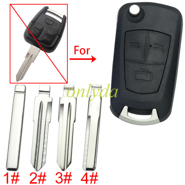 Free shipping 10pcs/lot For Opel modified 3 Button remote key shell with round badge place, pls choose the blade