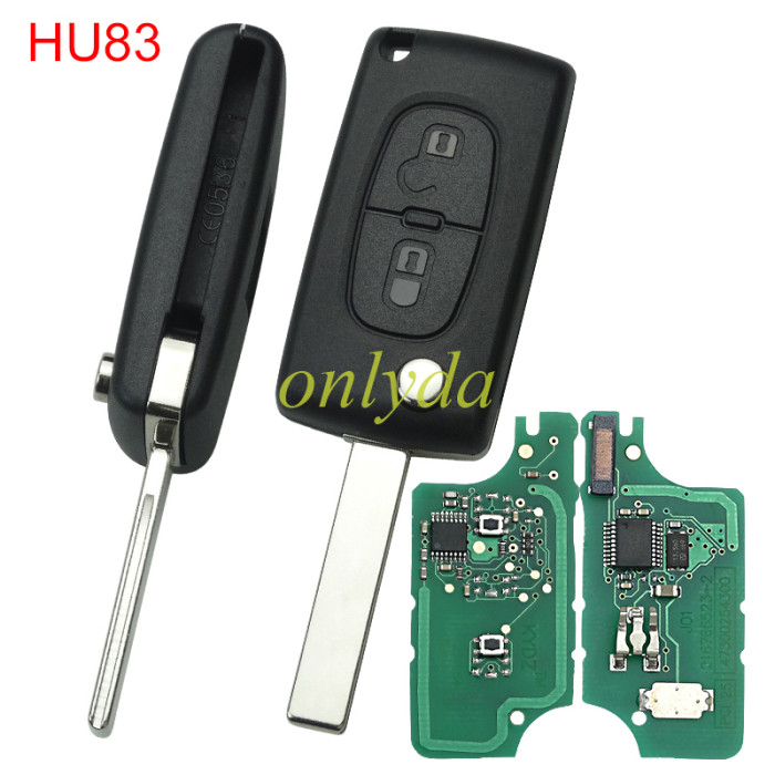Free shipping KYDZ Brand Peugeot CE0536 2 Button Flip  Remote Key  ASK model  with VA2 and HU83 blade , please choose the key shell ， with 46 chip