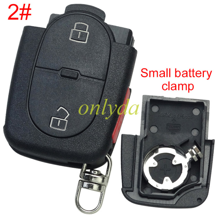 Free shipping 10pcs/lot For Audi remote replacement key shell part  with 1616 model battery holder, pls choose the button type