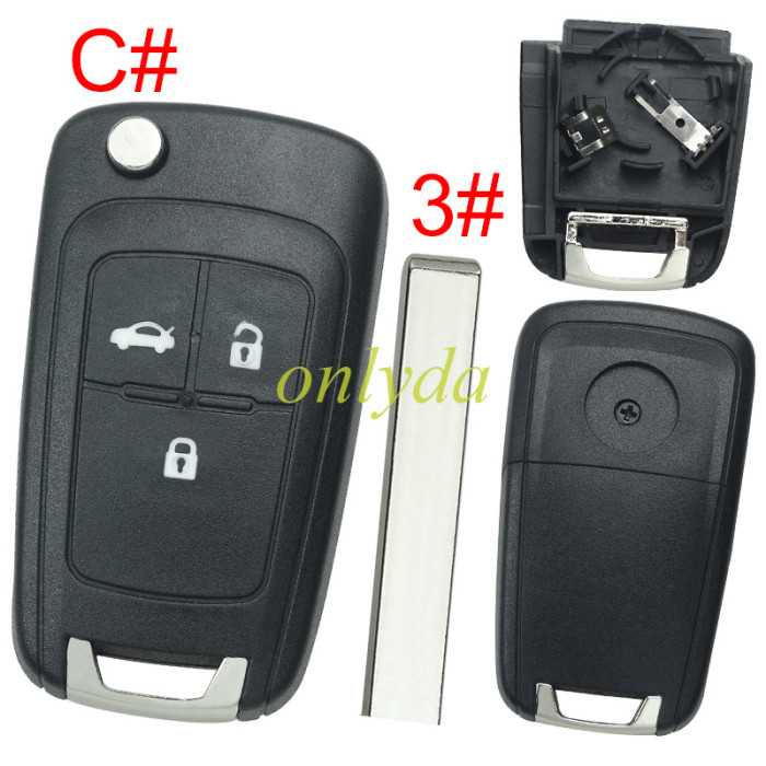 Free shipping 5pcs/lot For Opel  remote key shell replacement  with battery clamp with round badge place,   pls choose the button and blade