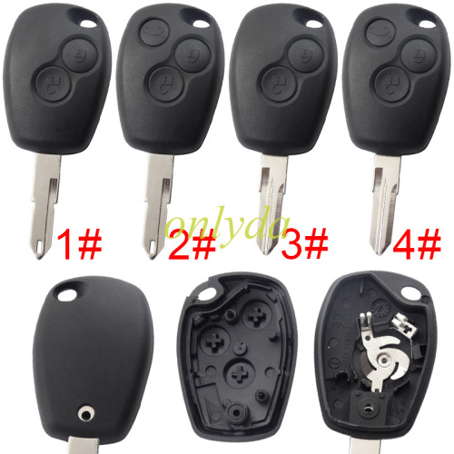 Free shipping 10pcs/lot For Renault 2/3 button  key blank with stainless steel battery clamp with NE73 and Vac102, without badge.pls choose button and blade